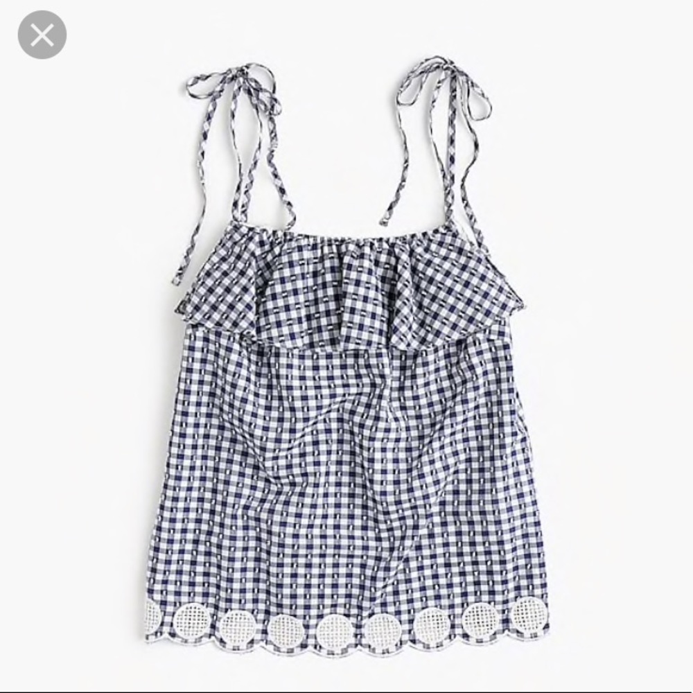 J. Crew Tie-shoulder ruffle top with eyelet trim